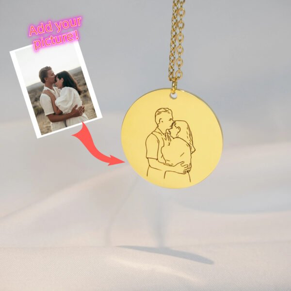 Customize photos for outline Round Necklace