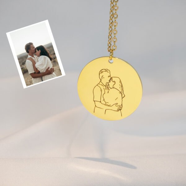Customize photos for outline Round Necklace - Image 4