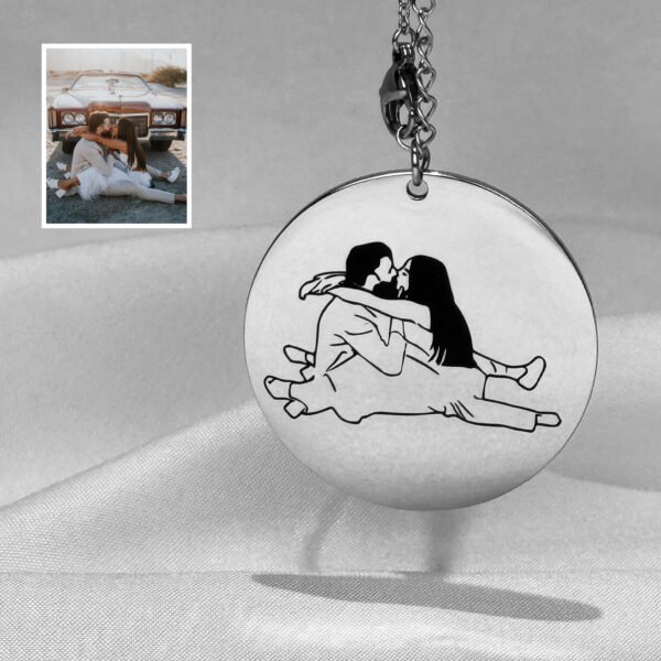 Customize photos for outline Round Necklace - Image 4